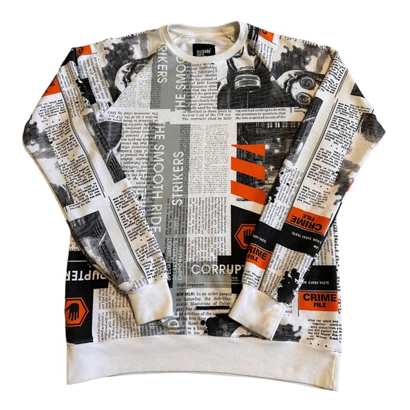 Cuidado Con El Perro All Over Newspaper Print Sweatshirt, Size S - Picture 1 of 7